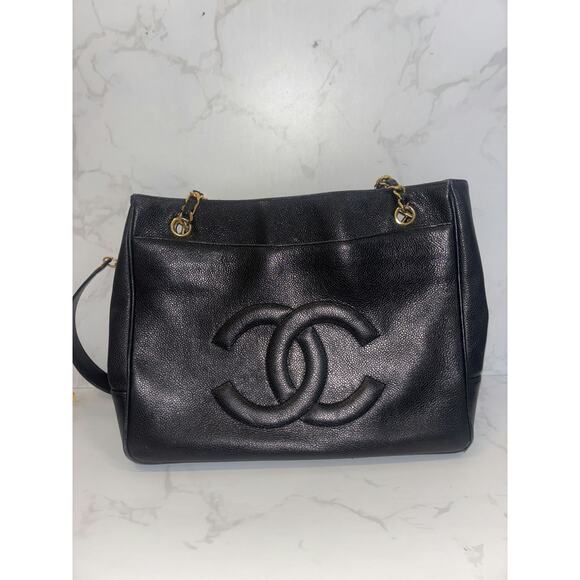 Chanel Black Leather Tote Bag - Good Condition - Picture 1 of 6